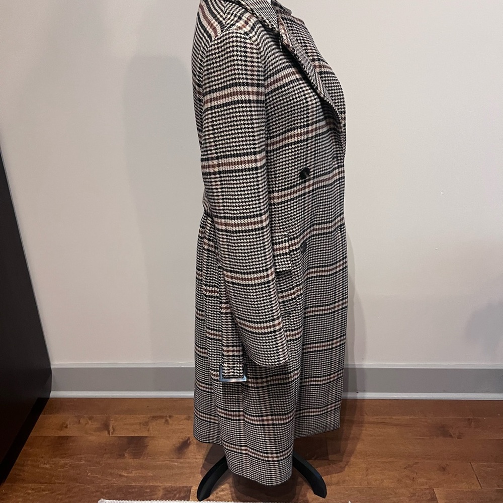 LK Bennett Black and White Plaid Trench Coat - Picture 8 of 12